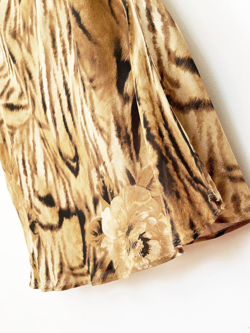 y2k suzanne tiger floral asymmetrical tie up midi dress | made in canada - good market thrift store