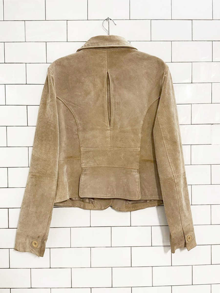 y2k suzy shier suede leather blazer jacket - good market thrift store