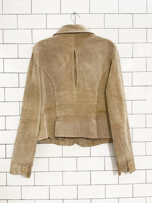 y2k suzy shier suede leather blazer jacket - good market thrift store