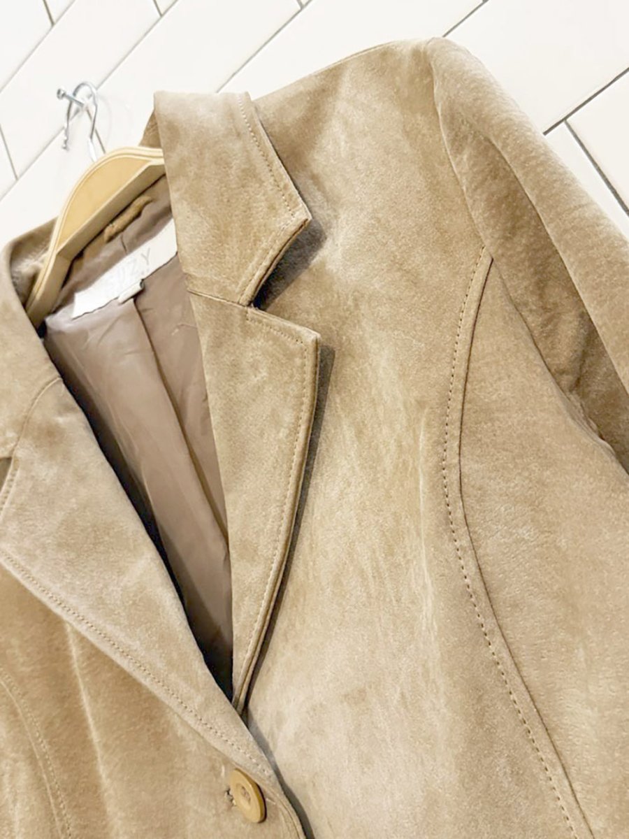 y2k suzy shier suede leather blazer jacket - good market thrift store
