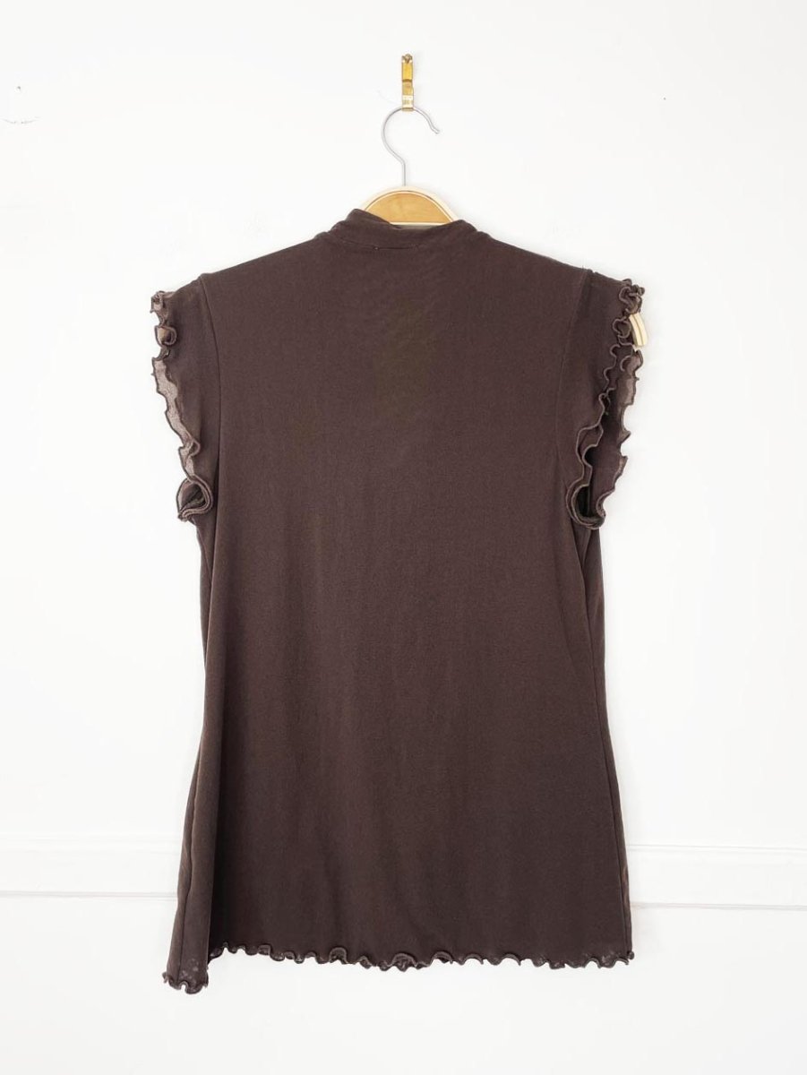 y2k sweet pea curly hem nylon ruffled top | made in USA - good market thrift store