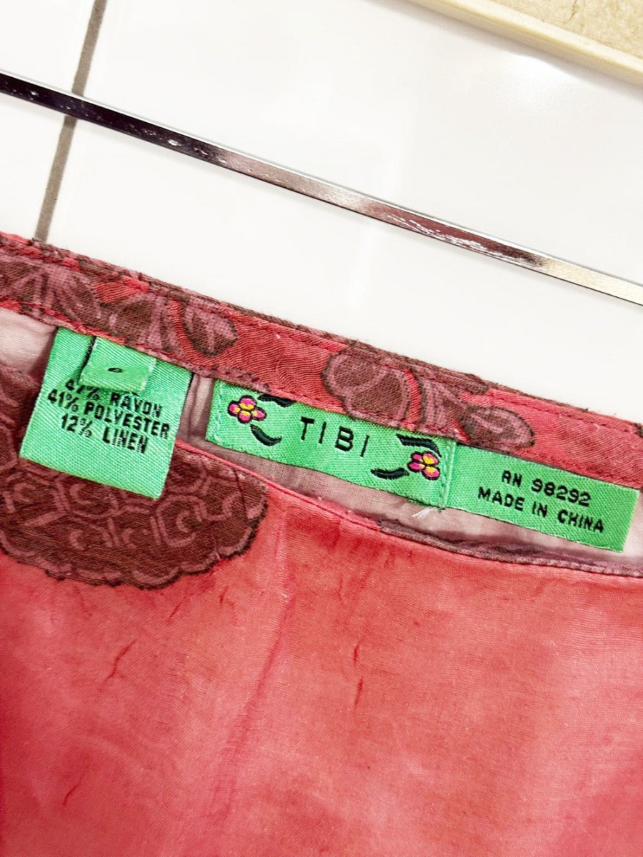 y2k tibi linen - blend dragon floral tulip hem skirt - good market thrift store