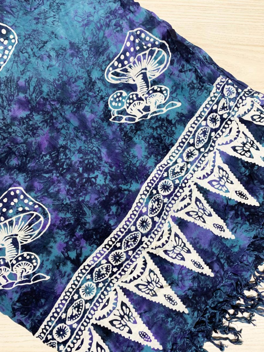 y2k tie dye mushroom fringe beach sarong - good market thrift store