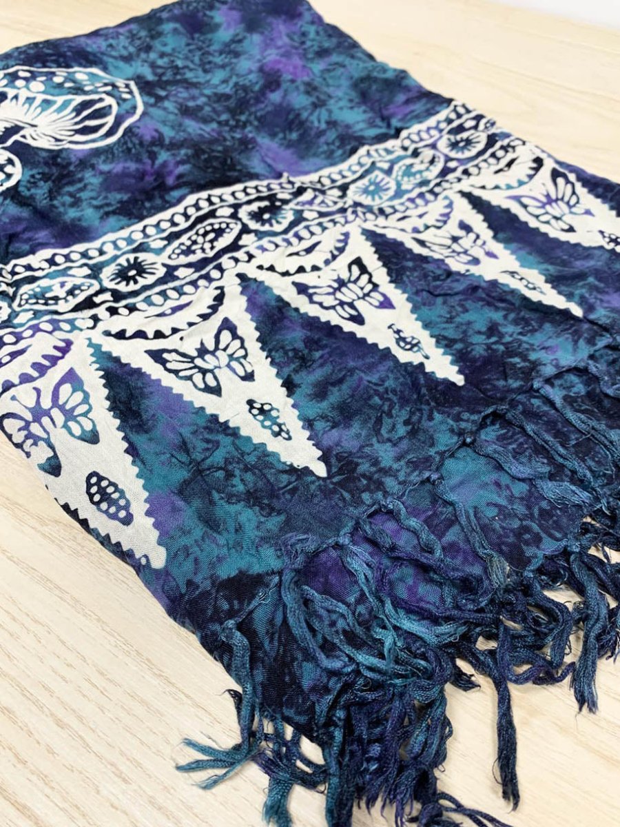 y2k tie dye mushroom fringe beach sarong - good market thrift store
