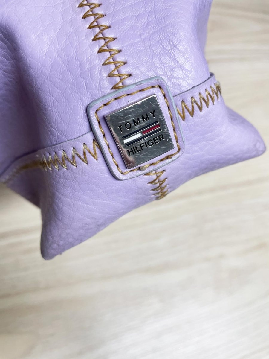 y2k tommy hilfiger lilac faux leather mini shoulder bag - good market thrift store
