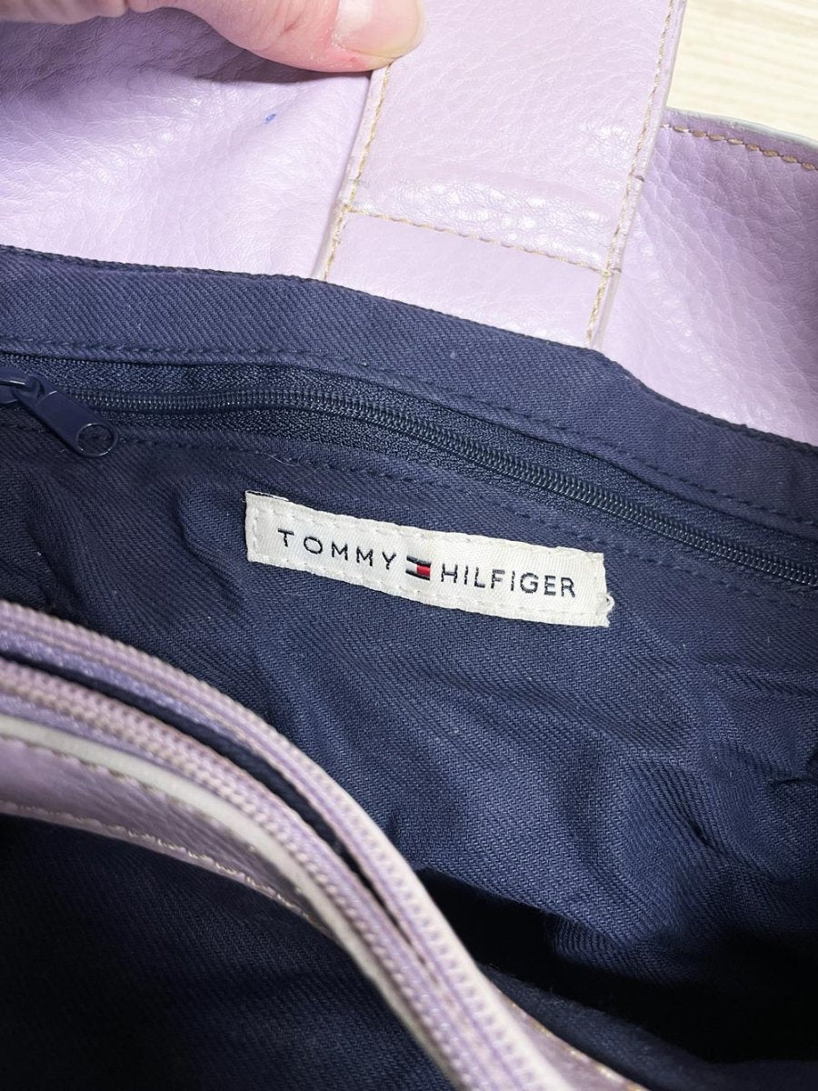 y2k tommy hilfiger lilac faux leather mini shoulder bag - good market thrift store