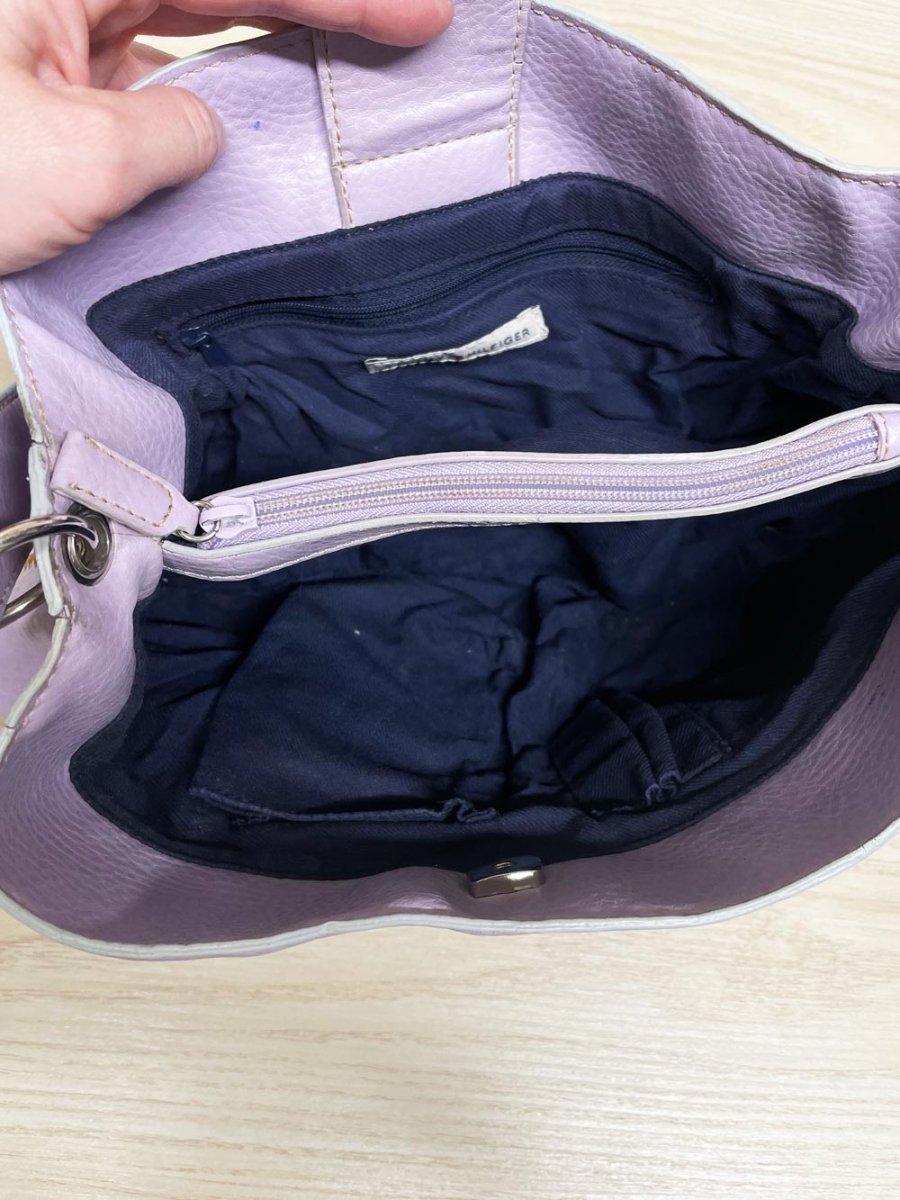 y2k tommy hilfiger lilac faux leather mini shoulder bag - good market thrift store
