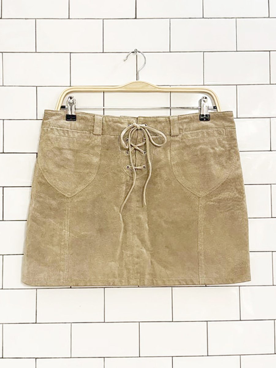 y2k topshop suede front tie mini skirt - good market thrift store