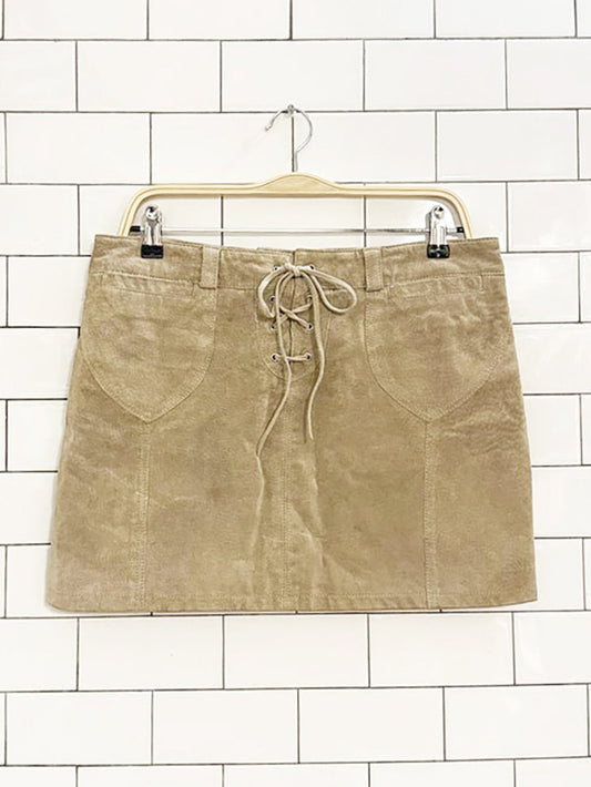 y2k topshop suede front tie mini skirt - good market thrift store