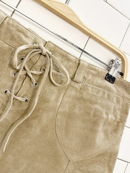 y2k topshop suede front tie mini skirt - good market thrift store