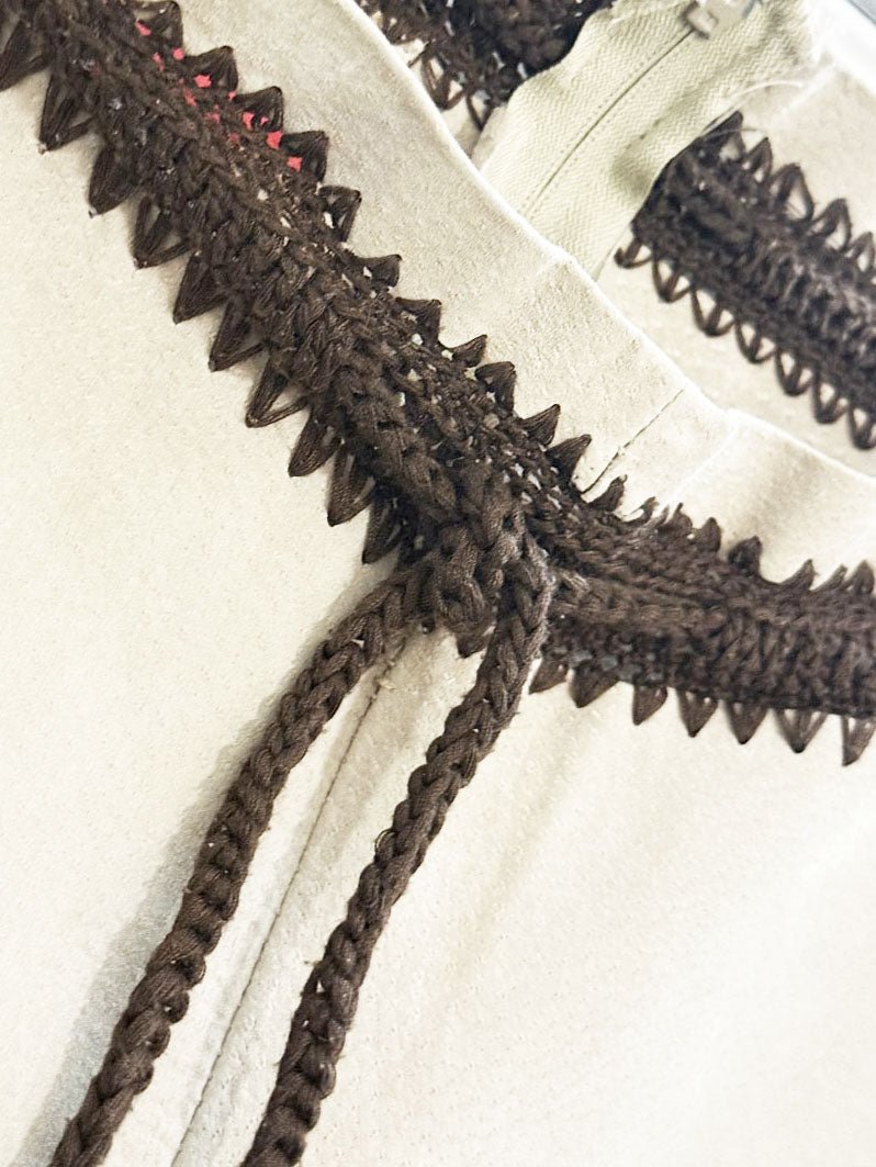 y2k toxk crochet trim suede low rise western leather pants - good market thrift store