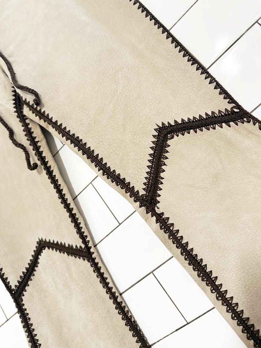 y2k toxk crochet trim suede low rise western leather pants - good market thrift store