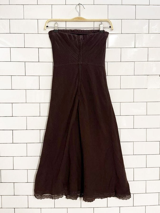 y2k urban behaviour lace hem strapless midi dress - good market thrift store