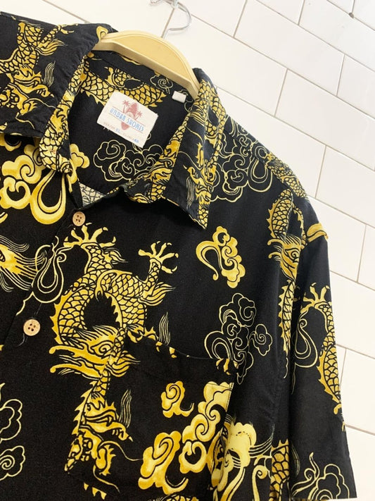 y2k urban shores dragon full button shirt | made in India - good market thrift store