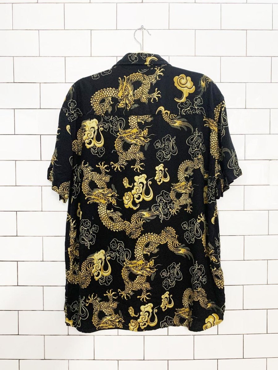y2k urban shores dragon full button shirt | made in India - good market thrift store
