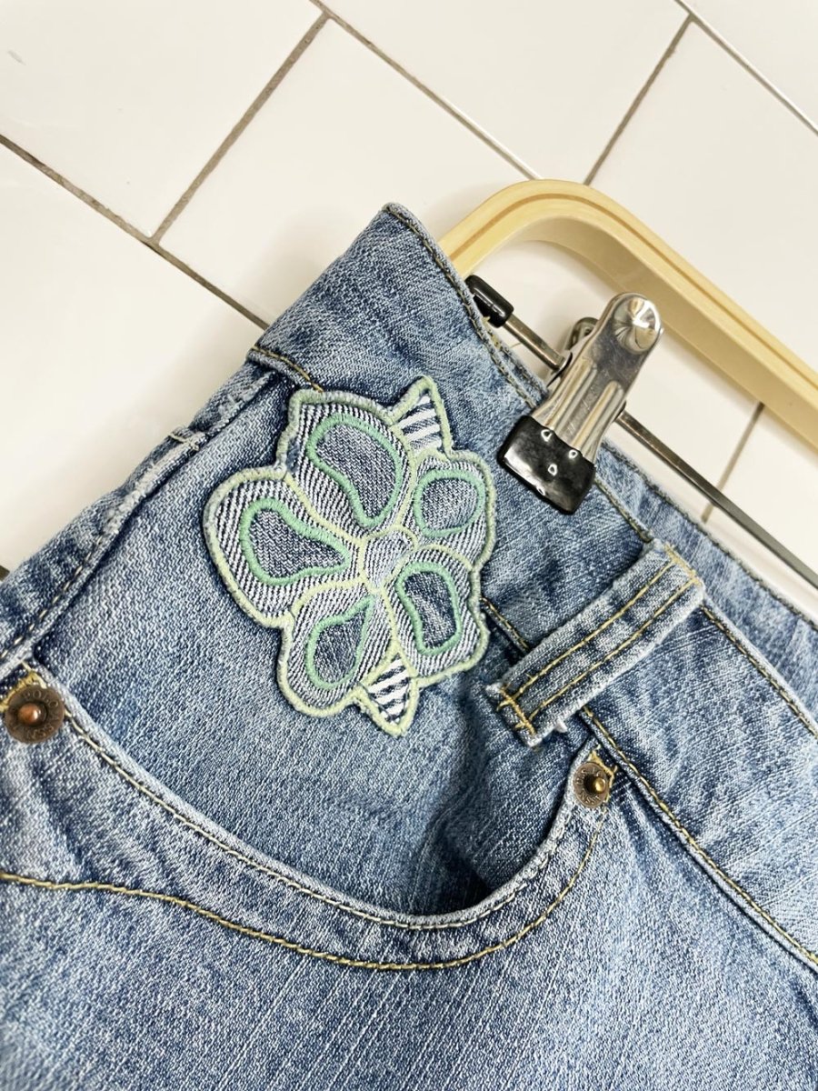 y2k us polo assn butterfly flower patchwork denim capri - good market thrift store