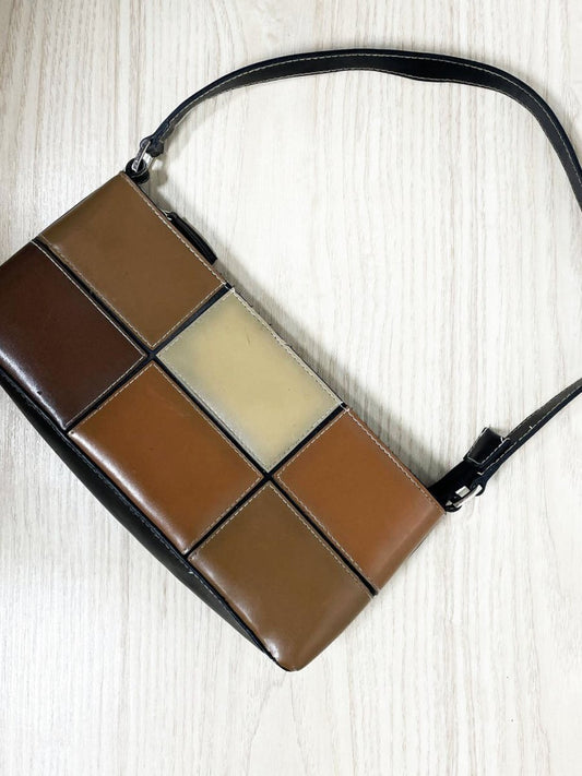 y2k veneto faux leather colour block shoulder bag - good market thrift store