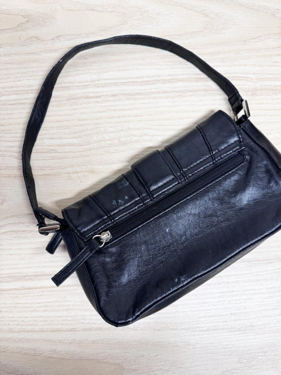 y2k zeca faux leather big buckle mini shoulder bag - good market thrift store