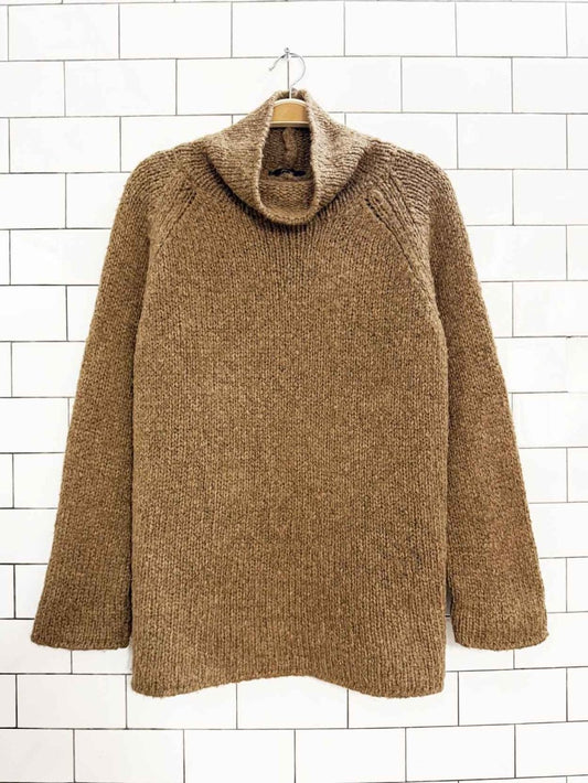 yazoo camel - wool blend mock neck chunky knit sweater - good market thrift store