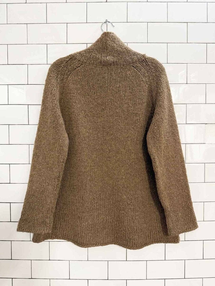 yazoo camel - wool blend mock neck chunky knit sweater - good market thrift store