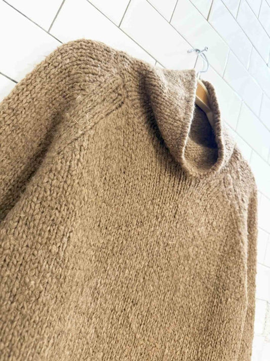 yazoo camel - wool blend mock neck chunky knit sweater - good market thrift store