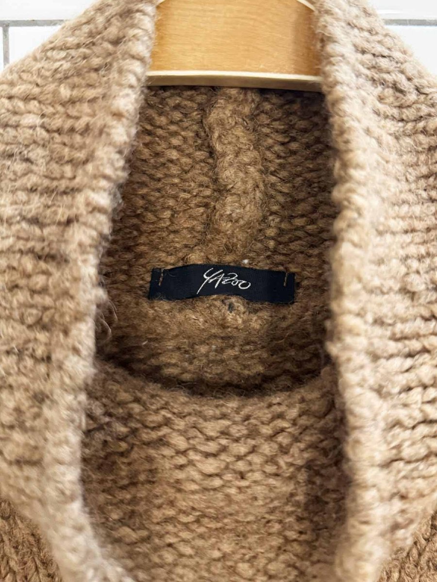 yazoo camel - wool blend mock neck chunky knit sweater - good market thrift store