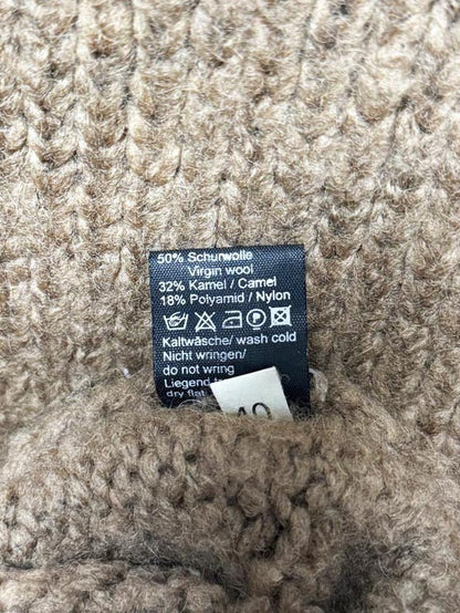 yazoo camel - wool blend mock neck chunky knit sweater - good market thrift store