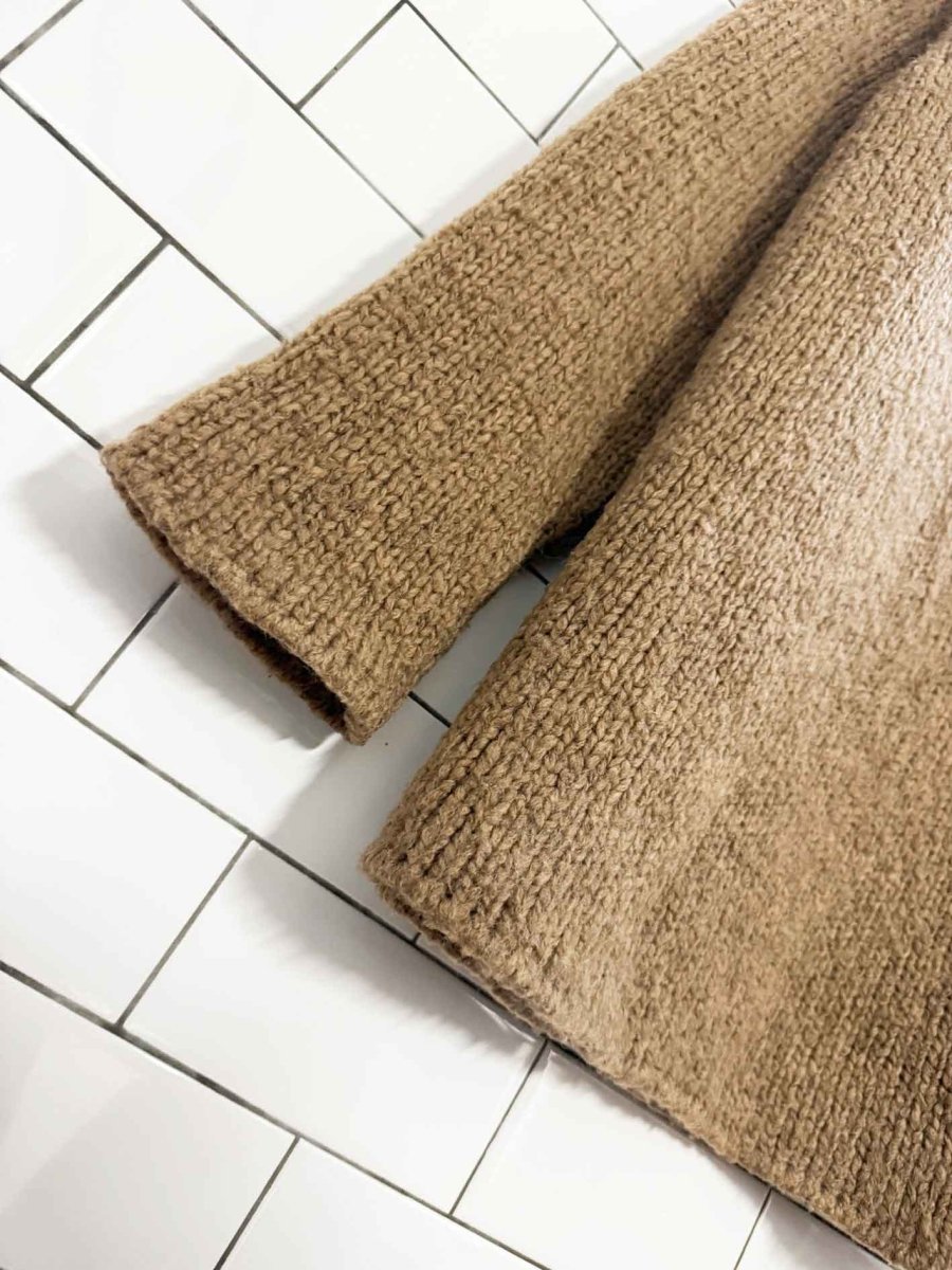 yazoo camel - wool blend mock neck chunky knit sweater - good market thrift store