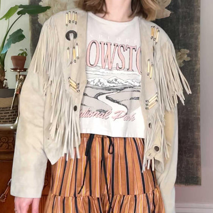 ardene yellowstone cropped graphic tee - size medium