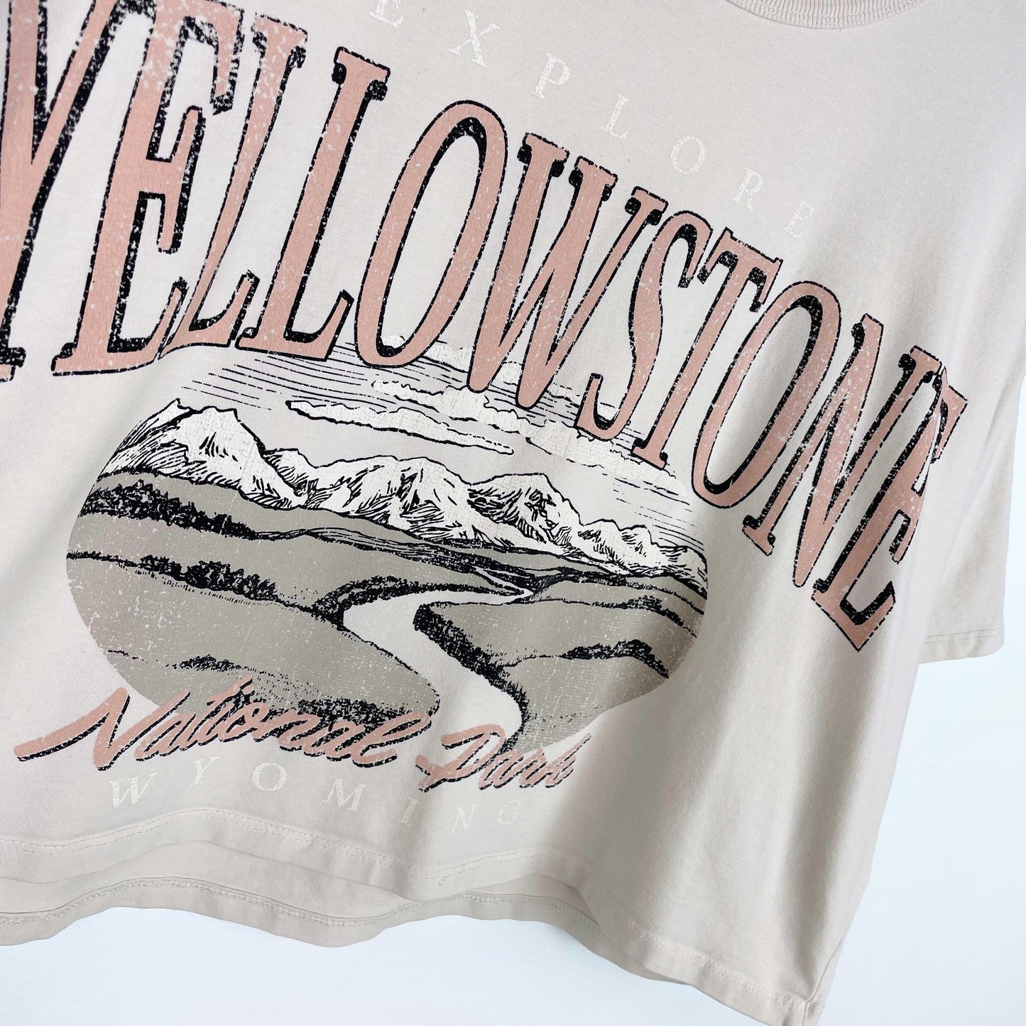 ardene yellowstone cropped graphic tee - size medium
