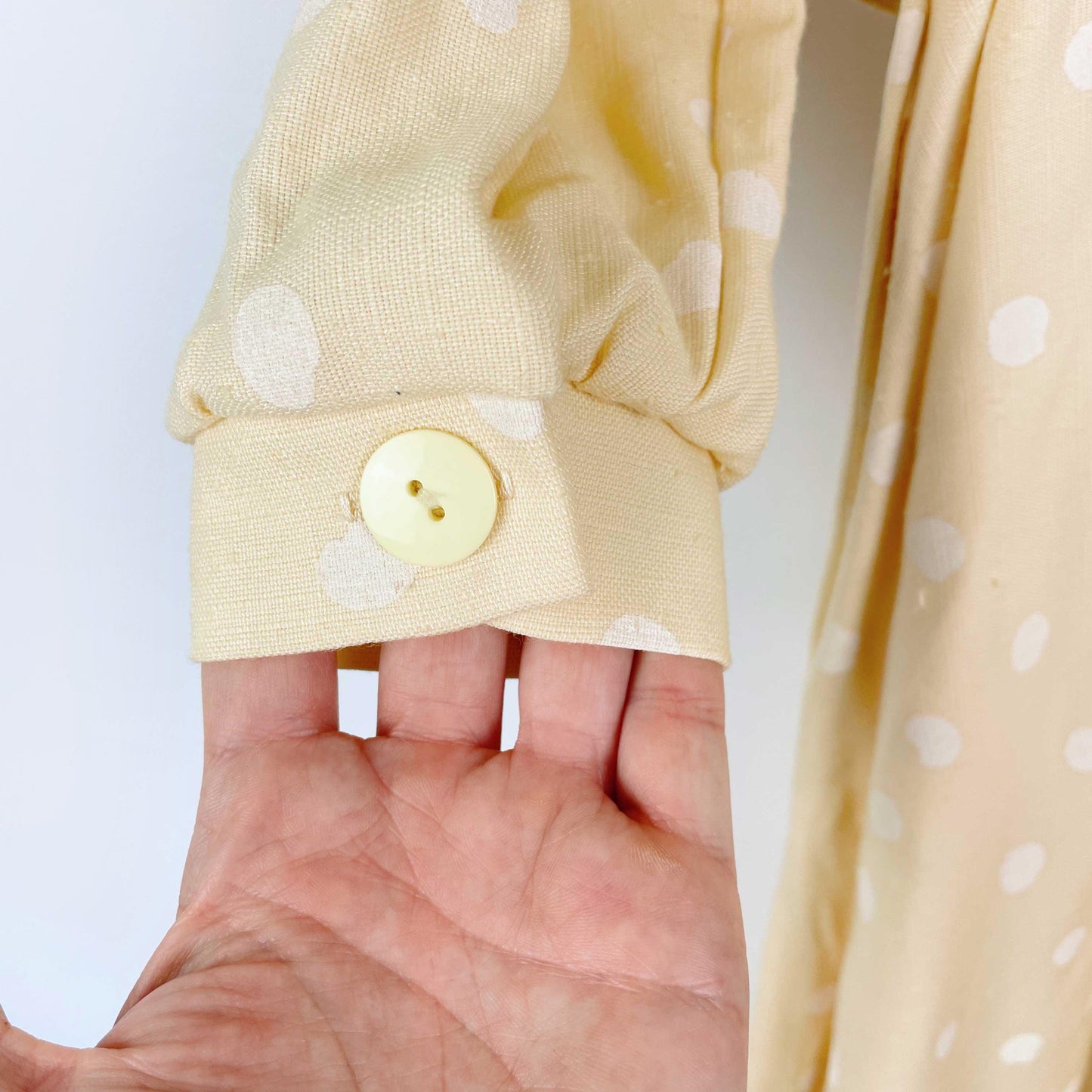 vintage jessica yellow polka dot long sleeve belted midi dress