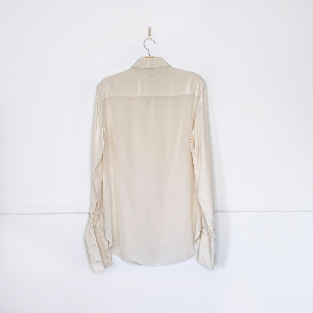 vintage ysl saint laurent silk tuxedo french cuff blouse