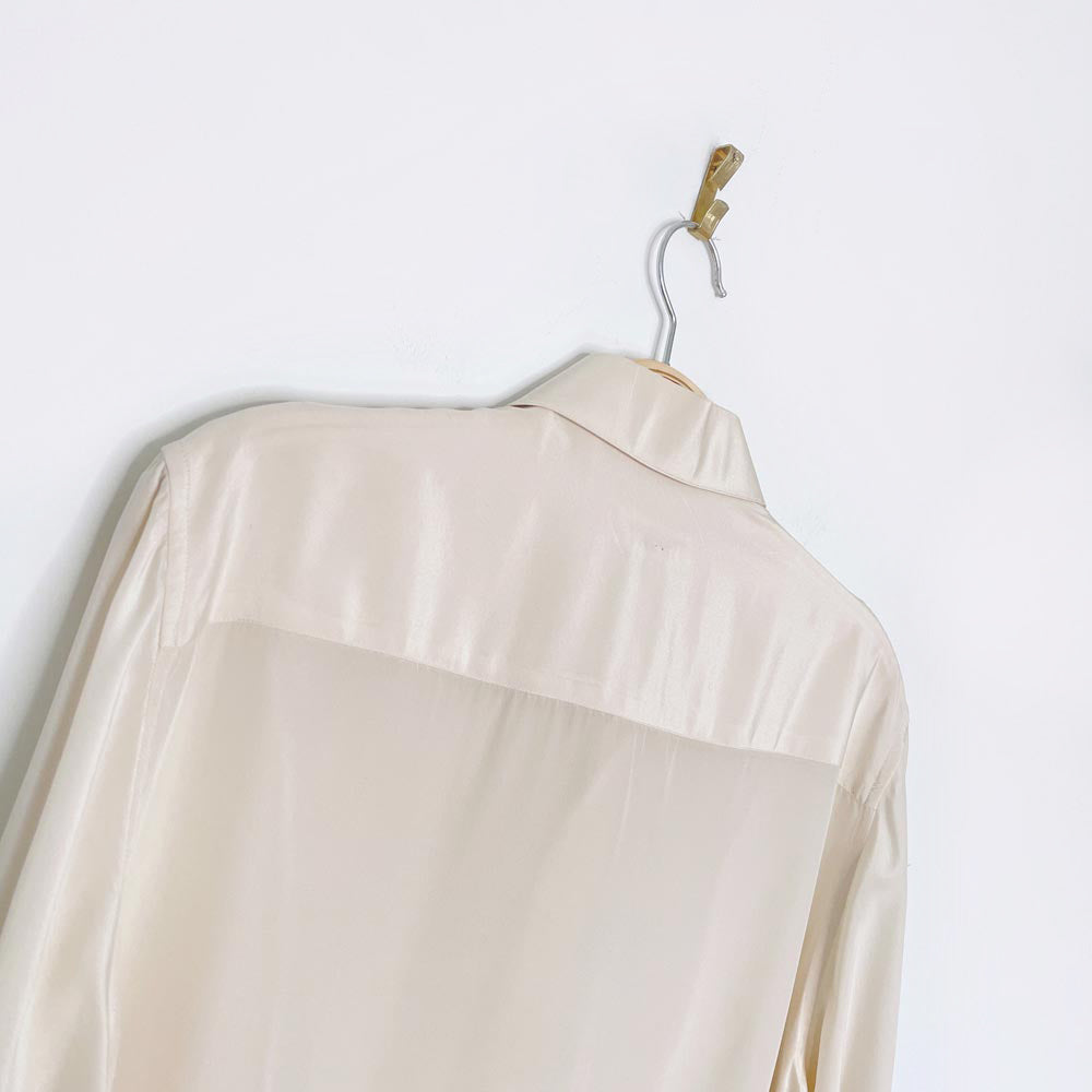 vintage ysl saint laurent silk tuxedo french cuff blouse