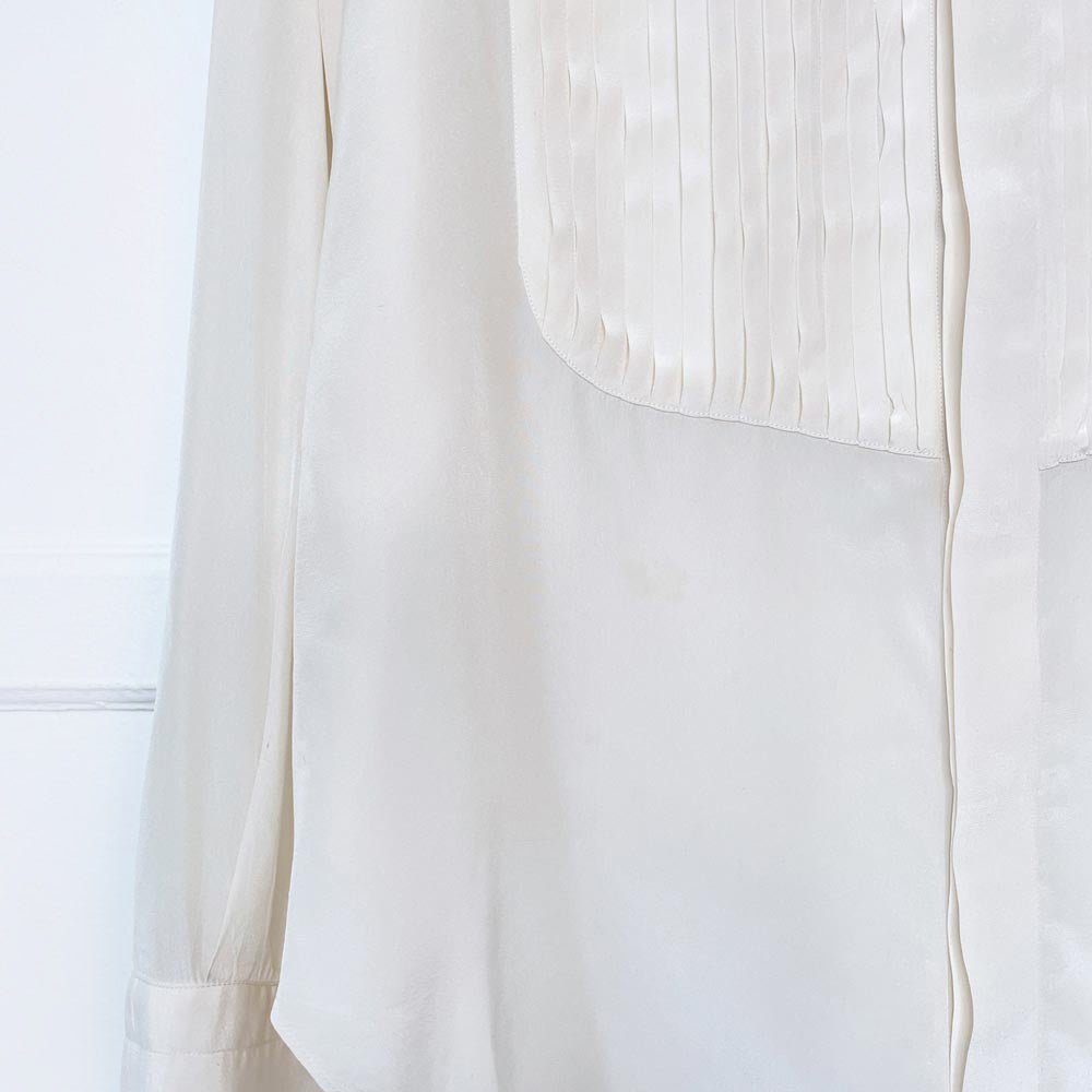 vintage ysl saint laurent silk tuxedo french cuff blouse