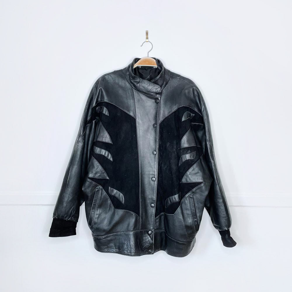 vintage 80s ysl lambskin leather and suede batwing jacket