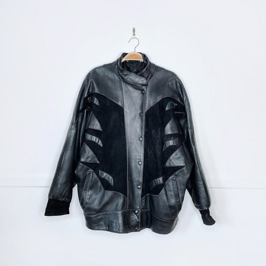 vintage 80s ysl lambskin leather and suede batwing jacket