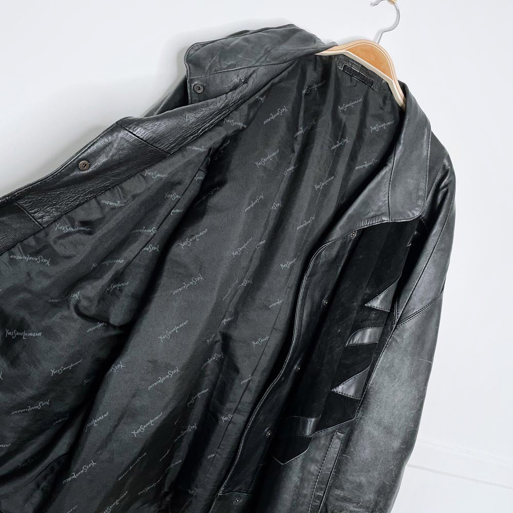 vintage 80s ysl lambskin leather and suede batwing jacket
