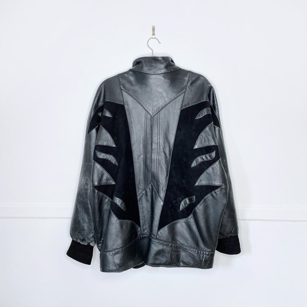 vintage 80s ysl lambskin leather and suede batwing jacket