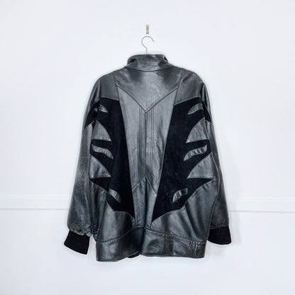 vintage 80s ysl lambskin leather and suede batwing jacket