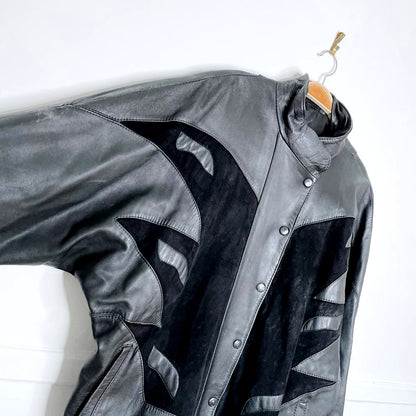 vintage 80s ysl lambskin leather and suede batwing jacket