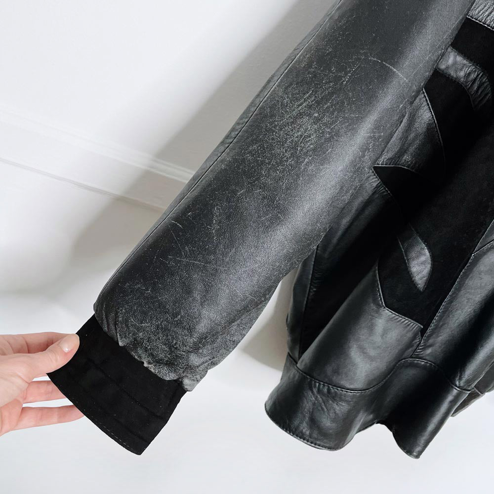 vintage 80s ysl lambskin leather and suede batwing jacket