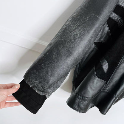 vintage 80s ysl lambskin leather and suede batwing jacket