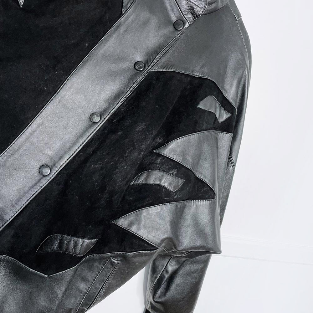 vintage 80s ysl lambskin leather and suede batwing jacket