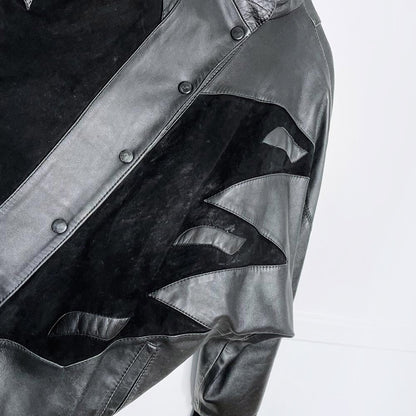 vintage 80s ysl lambskin leather and suede batwing jacket