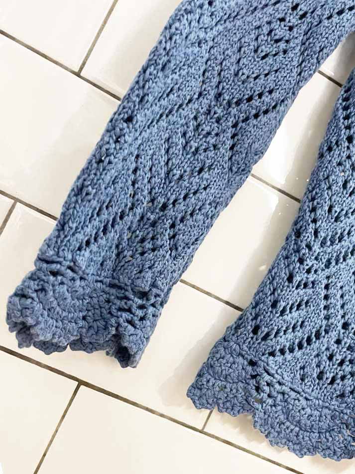 yzza linen-blend crochet knit cardigan top - good market thrift store