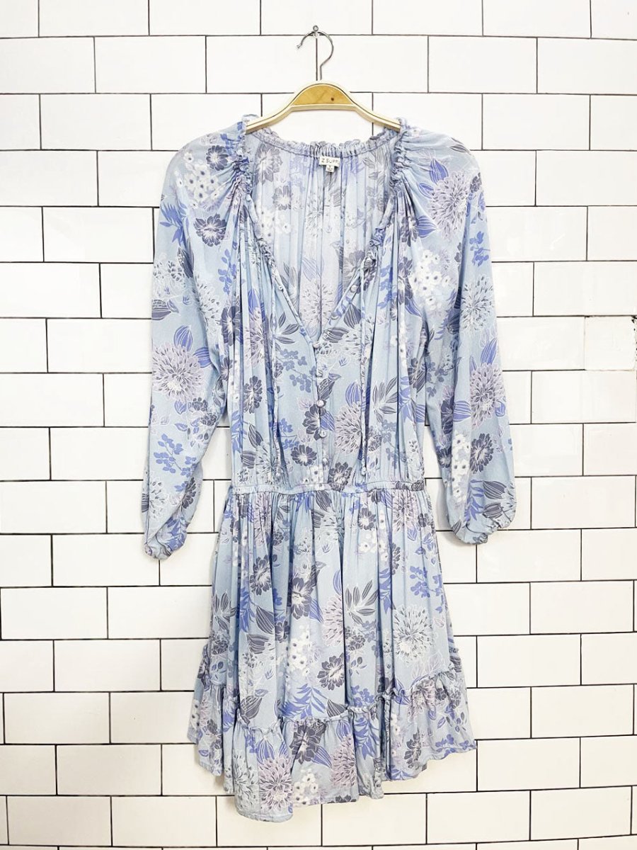 z supply montecito boho ruffled tiered floral mini dress - good market thrift store