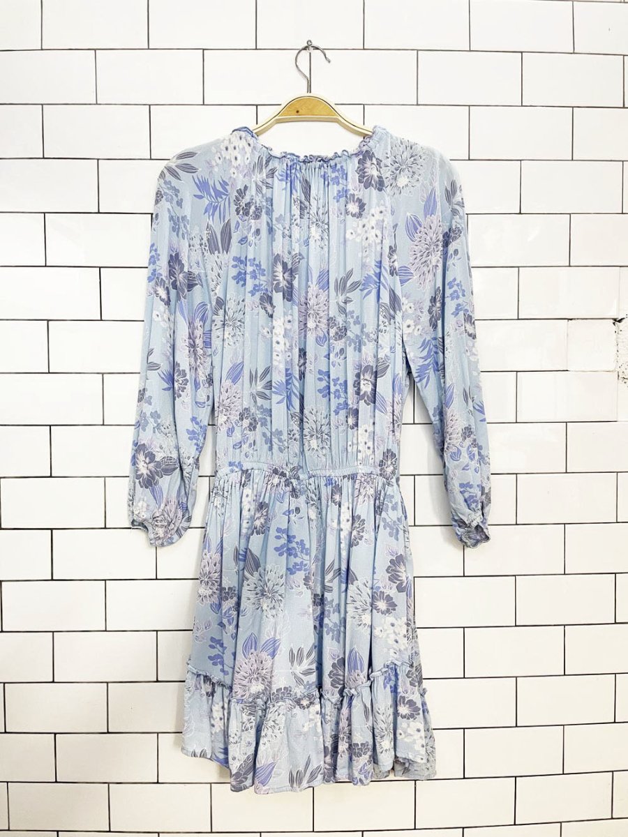 z supply montecito boho ruffled tiered floral mini dress - good market thrift store