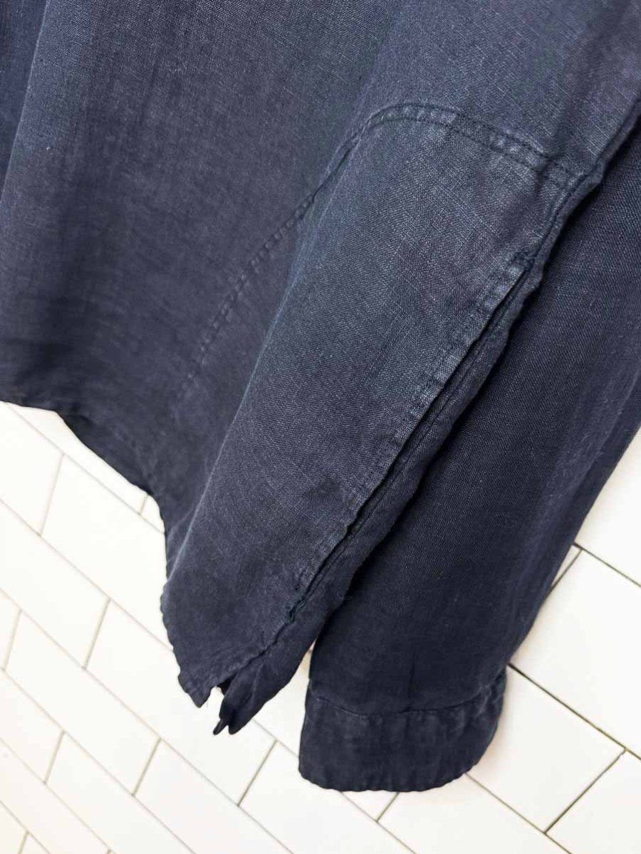 zara 100% linen hooded 1/2 button shirt - good market thrift store