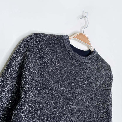 zara knit black metallic cropped scallop hem long sleeve - size small