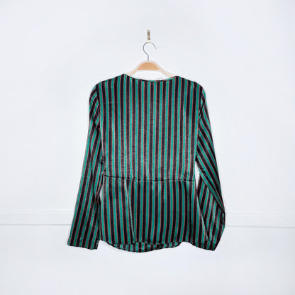 zara candy cane stripe satin wrap blouse